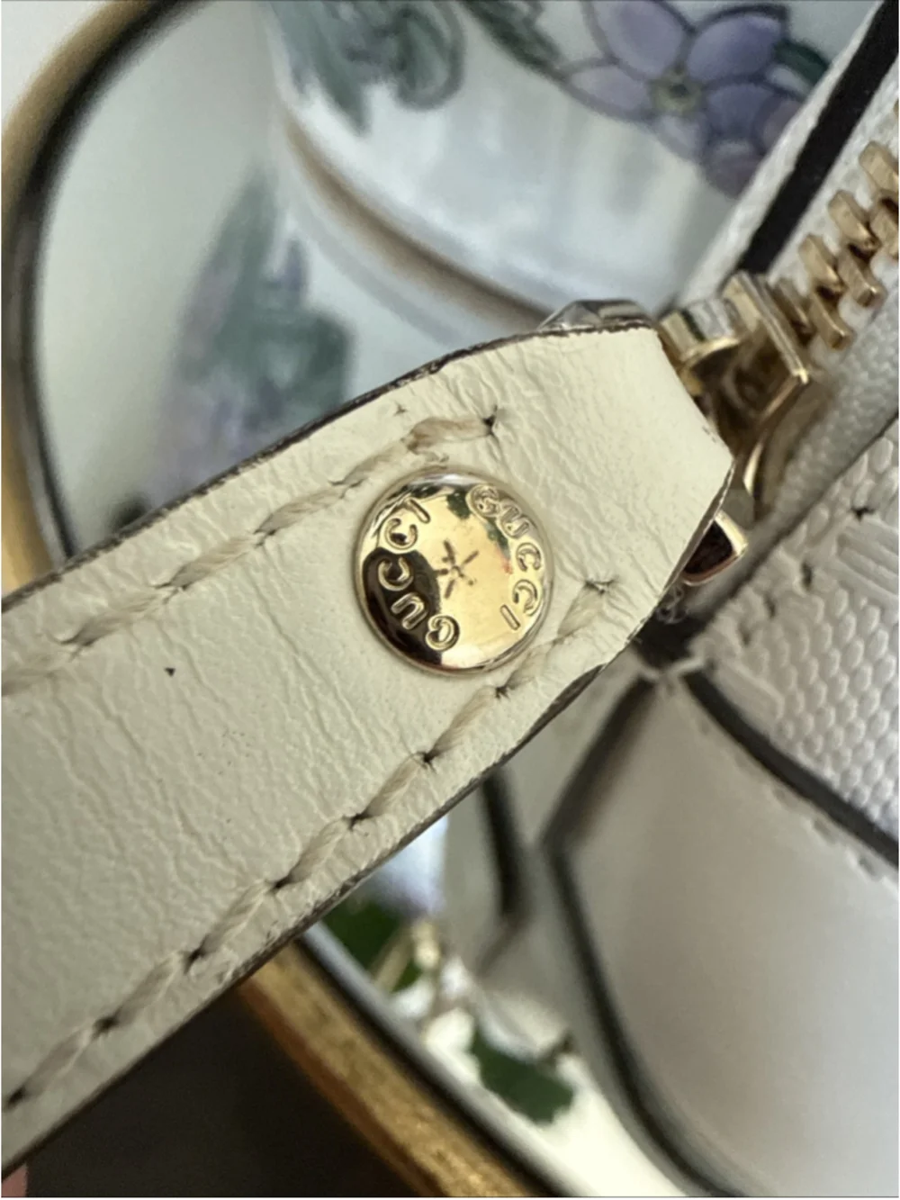 Gucci Diamante White Long Cosmetic Bag Clutch Leather Women's GUCCI Logo